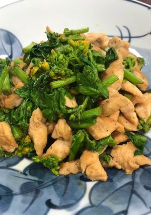 菜の花と鶏胸肉のバター炒め【ＪＡ福岡市】-レシピのメイン写真