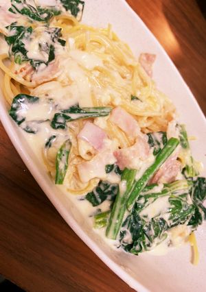 簡単！つゆだく！ほうれん草のカルボナーラ-レシピのメイン写真