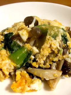 青梗菜としめじの卵とじ-レシピのメイン写真