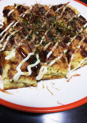 節約！簡単！山芋と卵のお好み焼き！-レシピのメイン写真