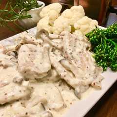 รูปของ 定番仏！豚肉ときのこのクリームマスタード