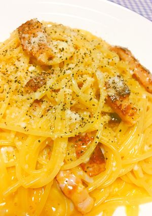 温玉でつくる！簡単本格カルボナーラ♪-レシピのメイン写真