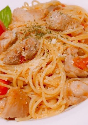薔薇咲くトマトチキンパスタ-レシピのメイン写真