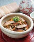 椎茸・昆布と豚肉のごまポン酢あえ
