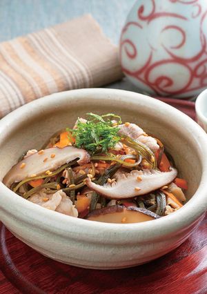 椎茸・昆布と豚肉のごまポン酢あえ-レシピのメイン写真