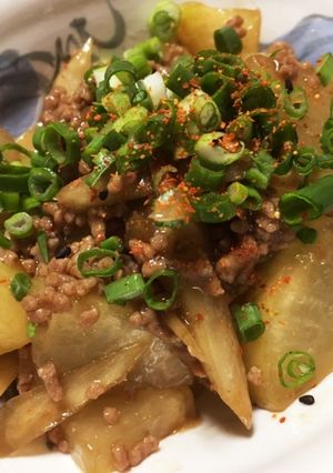 ごぼう入り、ひき肉と大根の煮物-レシピのメイン写真