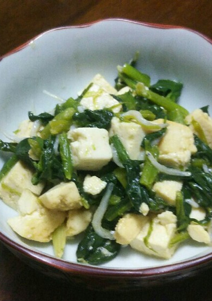 ほうれん草・豆腐・しらすのマヨ醤油炒め！-レシピのメイン写真