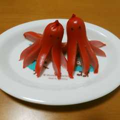 A picture of お弁当☆レンジで8本足たこさんウインナー.