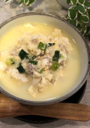 糖質制限◎豆腐とひき肉のかき玉吸い-レシピのメイン写真