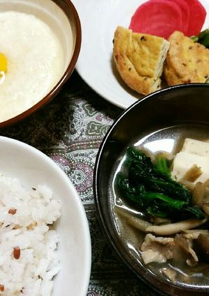 献立 麦とろと肉豆腐-レシピのメイン写真