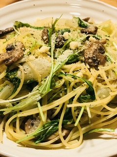 キノコと水菜のアーリオオーリオパスタ-レシピのメイン写真
