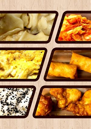 男弁当10分 水餃子、唐揚げ、春巻き-レシピのメイン写真