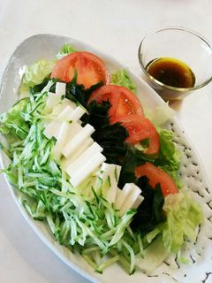 長芋 わかめ きゅうりトマト サラダ-レシピのメイン写真