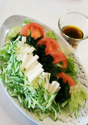 長芋 わかめ きゅうりトマト サラダ-レシピのメイン写真