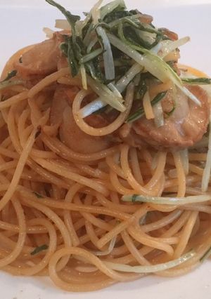 簡単味付け♡ホタテと水菜の和風パスタ-レシピのメイン写真