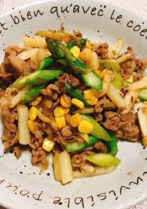 牛じゃがアスパラバターステーキソース炒め-レシピのメイン写真