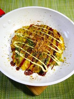 糖質制限!ニラ玉キャベツのお好み焼き風-レシピのメイン写真