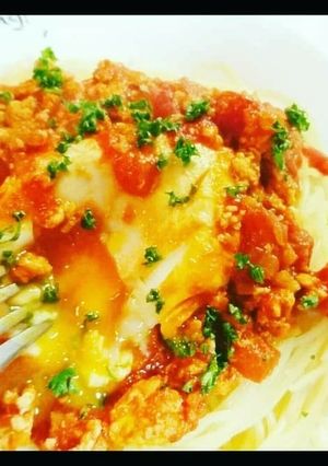 半熟卵の鶏挽き肉ボロネーゼ-レシピのメイン写真