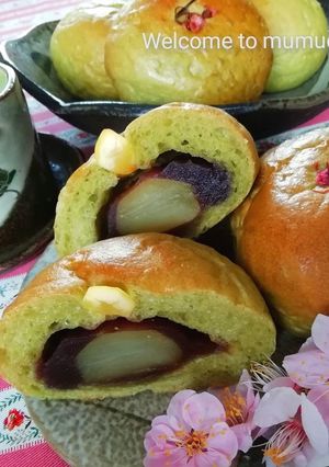 極モチ❀ご飯入り 桜&栗ミニあんパン-レシピのメイン写真