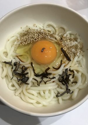 【簡単】夜食にぴったり！昆布釜玉うどん-レシピのメイン写真