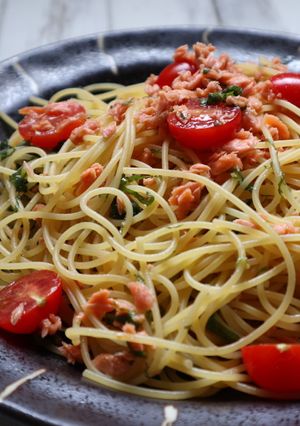 簡単！「鮭フレークと大葉のパスタ」-レシピのメイン写真