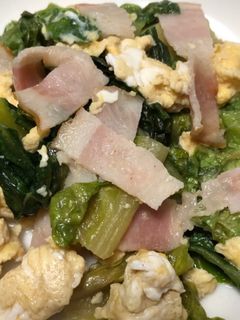 ロメインレタスとベーコン卵のバター炒め-レシピのメイン写真