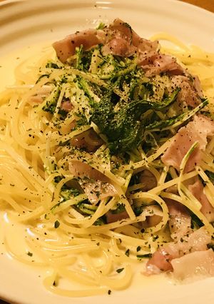 シンプル☆ベーコンと水菜のクリームパスタ-レシピのメイン写真