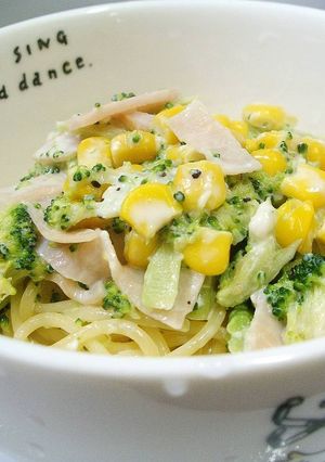 ハムとコーンのクリームパスタ♪-レシピのメイン写真