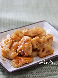 簡単節約*れんこんと鶏むね肉の甘酢炒め-レシピのメイン写真
