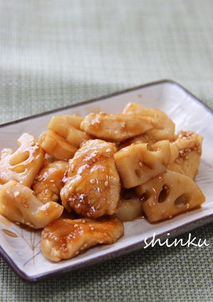 簡単節約＊れんこんと鶏むね肉の甘酢炒め-レシピのメイン写真
