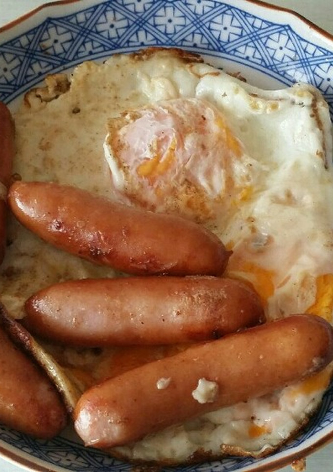 目玉焼きとウィンナー炒め(゜▽゜：)-レシピのメイン写真