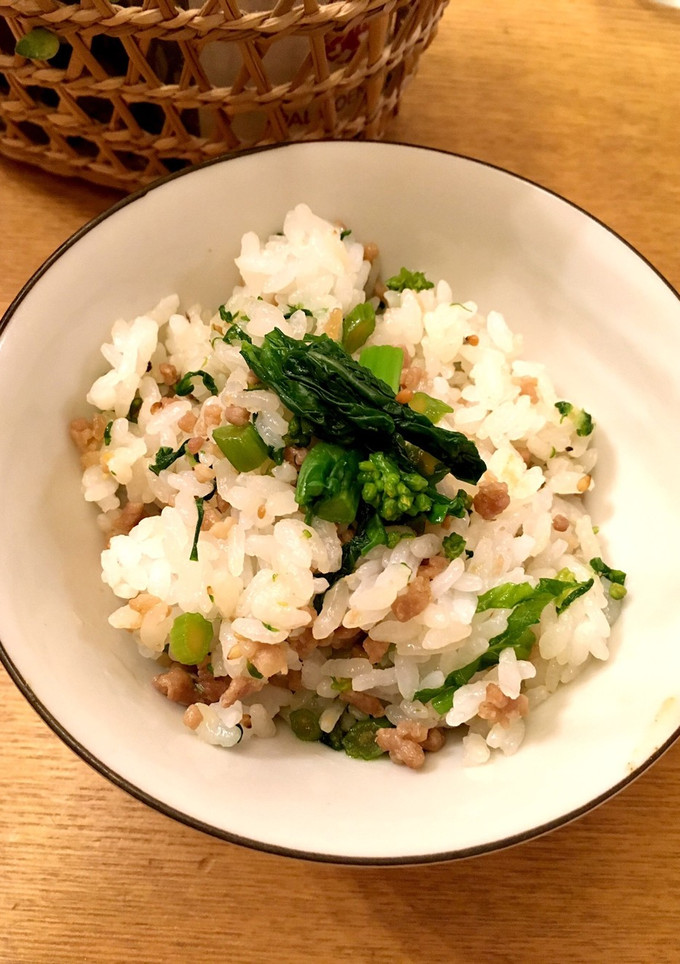 菜の花とそぼろの混ぜご飯♡-レシピのメイン写真