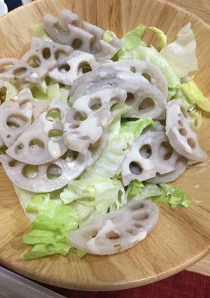 レンジで簡単★レタスと蓮根のサラダ-レシピのメイン写真
