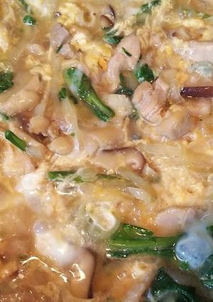 春菊と鶏もも肉の玉子とじ-レシピのメイン写真