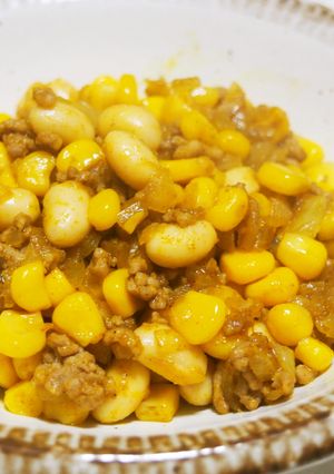 ミンチ・コーン・大豆のカレー粉炒め♪-レシピのメイン写真