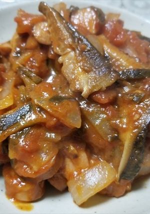 シイタケ、玉葱、ウインナーのトマト煮-レシピのメイン写真