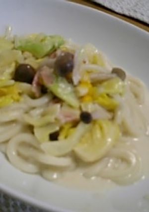 フォークで食べる☆クリームうどん-レシピのメイン写真