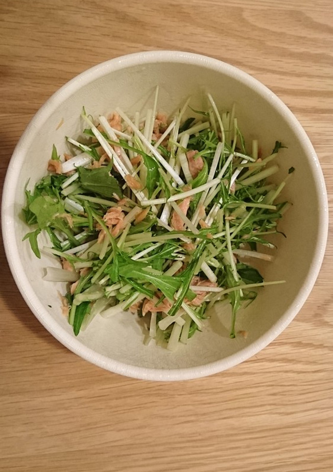 切って和えるだけ！ツナと水菜のサラダ-レシピのメイン写真
