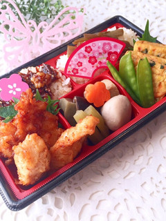 3月13日 鶏竜田揚げ弁当 詰め方-レシピのメイン写真