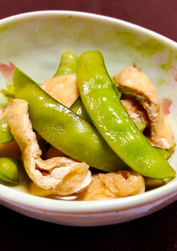 春に〜砂糖えんどうと油揚げの煮物はいかが-レシピのメイン写真