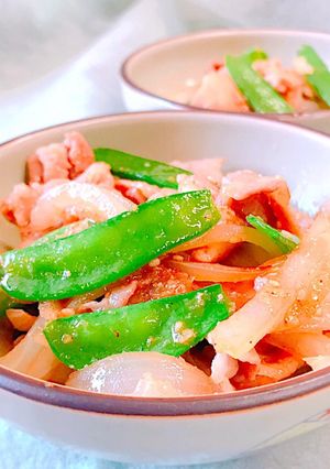 さやえんどうと豚肉の胡麻 生姜焼き-レシピのメイン写真