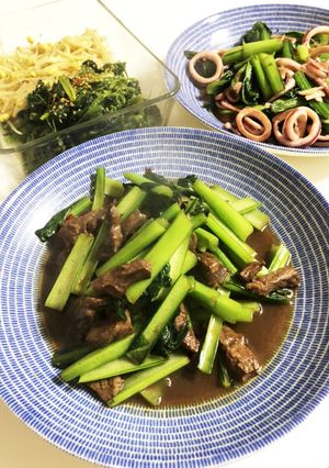 牛肉と小松菜のピリ辛牡蠣油炒め-レシピのメイン写真