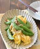 スナップえんどうとツナの卵とじ