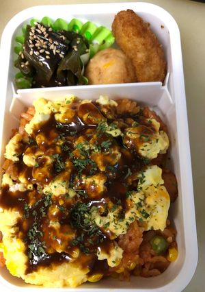 超簡単、レンチンウインナーオムライス弁当-レシピのメイン写真