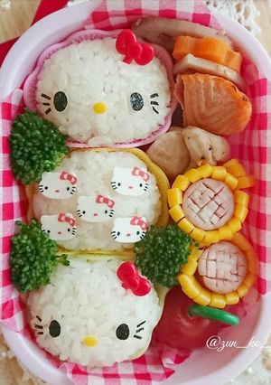キャラ弁☆真ん丸おにぎりのキティちゃん-レシピのメイン写真