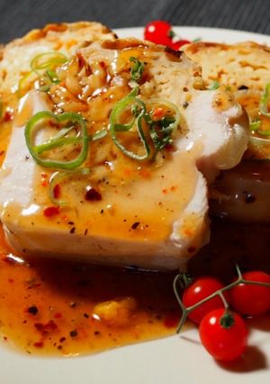 鶏胸肉のヌードルスタッフィング焼-レシピのメイン写真