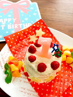お豆腐で♪砂糖不使用1歳バースデーケーキ-レシピのメイン写真