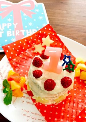 お豆腐で♪砂糖不使用1歳バースデーケーキ-レシピのメイン写真