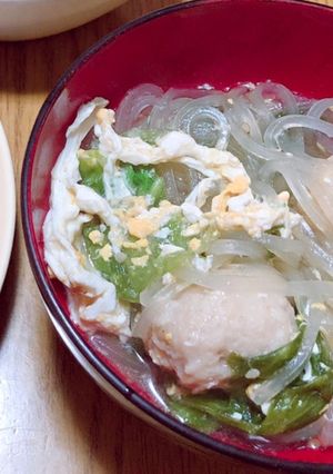 レタスと肉団子とマロニーの中華スープ-レシピのメイン写真