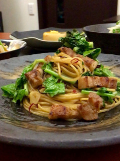 ♡大根の葉と豚バラのピリ辛和風パスタ♡゙-レシピのメイン写真